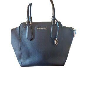 MICHAEL KORS Black Leather Satchel Tote Handbag Gold Hardware